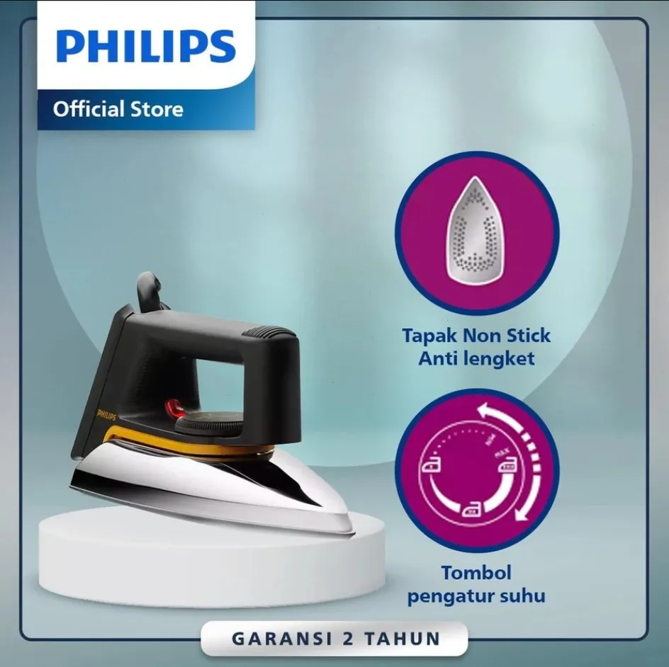 [Extra Discount 20K] Philips Classic Dry Iron Hd1172/99 - Black Non-Stick Soleplate, Philips Iron, Philips Scrubber