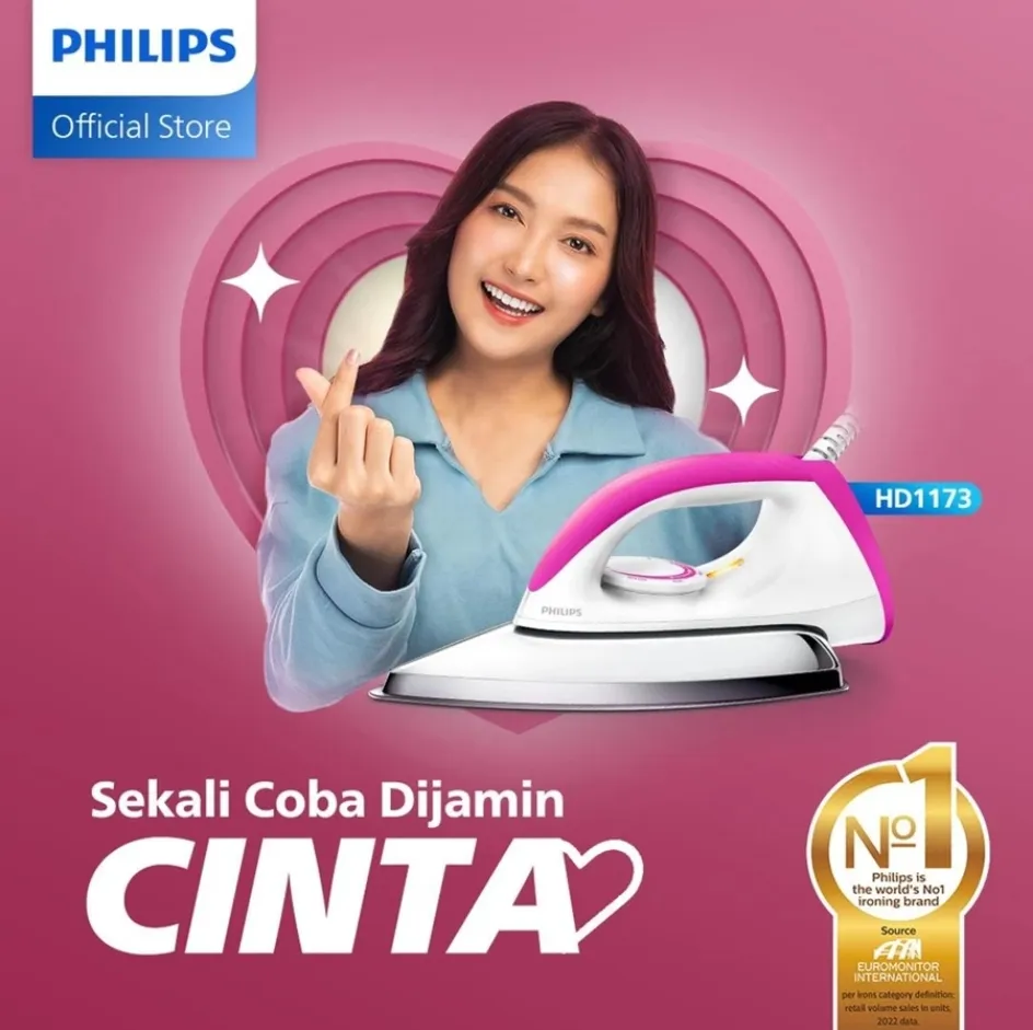 [Extra Discount 20K] Philips Dry Iron Hd1173/40 Pink, 4-Layer Ceramic, Non-Stick, Philips Iron, Clothes Scrubber