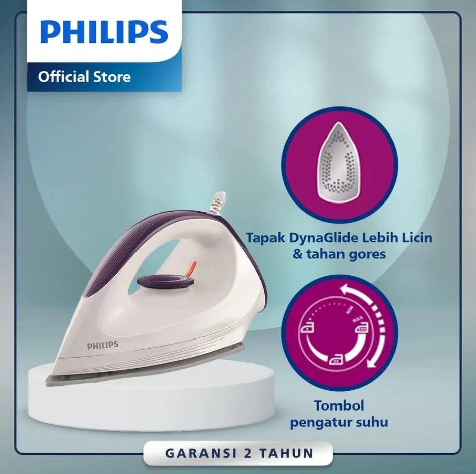[Extra Discount 25K] Philips Afinia Gc160/27 Dry Iron - White Purple, Dynaglide, Iron, Philips Iron, Clothes Rubbing, Ironing, Philips Clothes Rubbing, Clothes Iron, Best Iron
