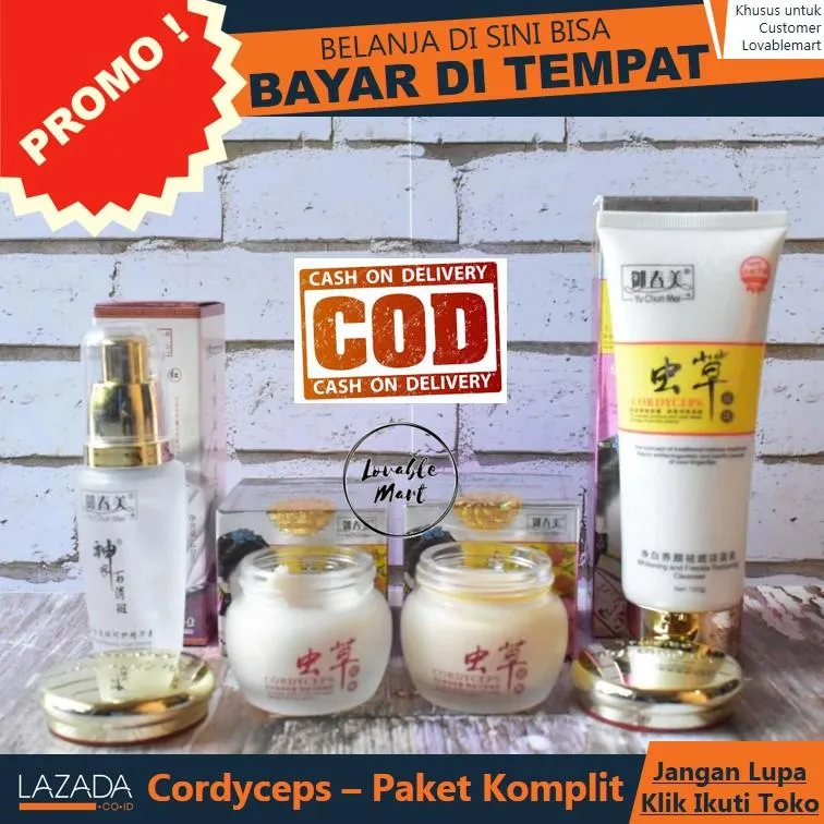Yuchunmei Cordyceps Paket Komplit Day & Night Cream Sabun plus Serum (4 item) Ori Taiwan - @Lovablemart Bisa COD Bayar di Tempat LAZ COD - Krim Siang Malam Serum Sabun Yu Chun Mei Skin Care Serum Wajah Glowing Anti Aging Bebas Jerawat Noda Flek Hitam